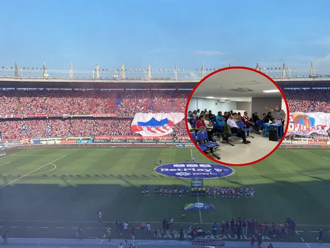 ARCHIVO/ Imagen de referencia del estadio Metropolitano y la capacitación a barristas: Caracol Radio y Alcaldía de Barranquilla (foto pequeña)