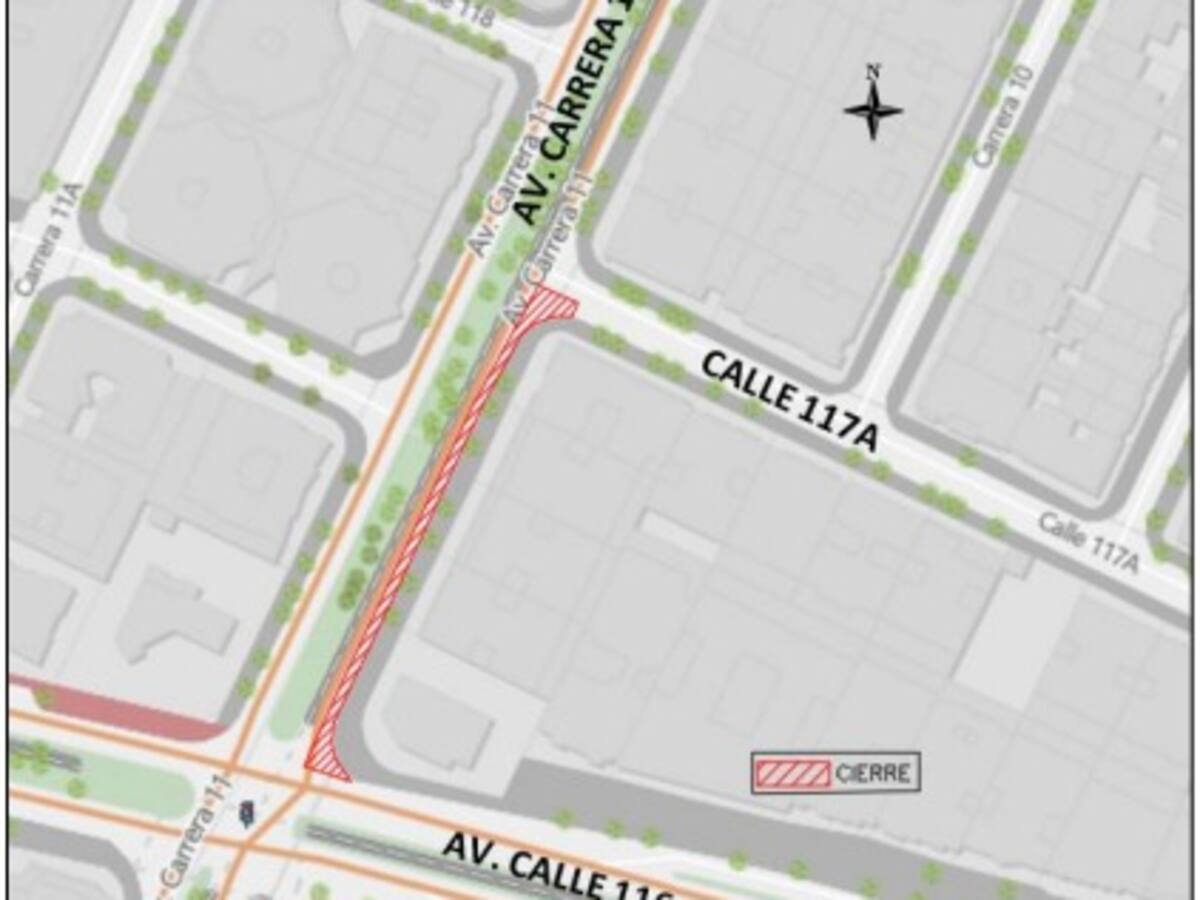Movilidad anuncia cierre de un carril en la Carrera 11 entre Calle 116 y calle 117 por obras