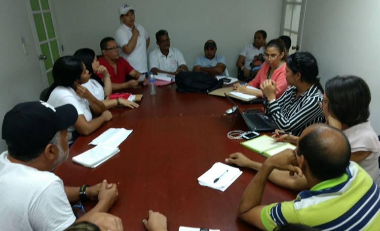 Aspecto de la reunión el martes al mediodía, en la sede de Coomeva.