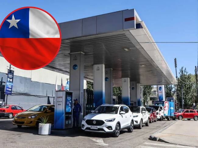Imagen de referencia. Bandera de Chile y estación de gasolina: Getty Images.