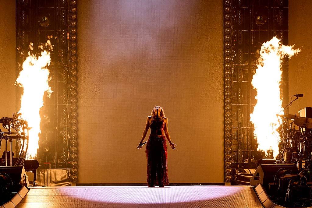 MADRID, SPAIN - OCTOBER 03: Singer Shakira performs onstage on the 8th night of her European residency at Shakira stadium during "La Mujeres Ya No Lloran" World Tour on October 03, 2026 in Madrid, Spain. (Photo by Nicolas Gerardin/Getty Images / ABA via Getty Images)