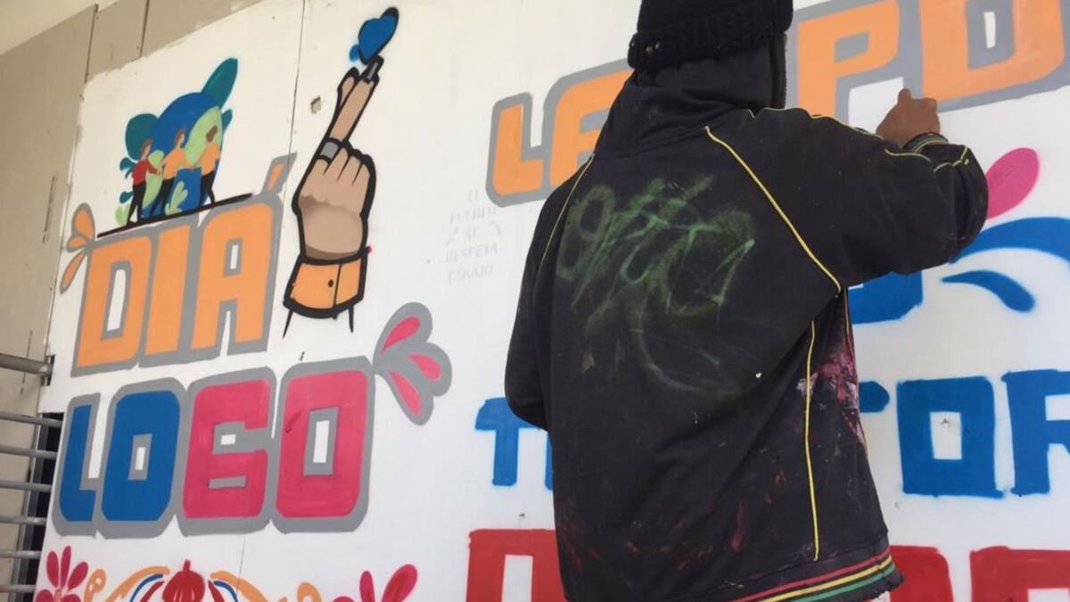 Colectivos y la Personería pintaron un grafiti en símbolo de reconciliación