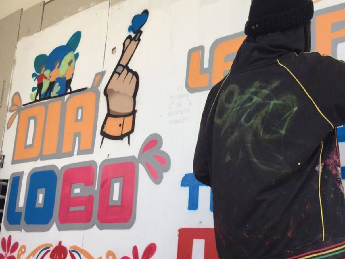 Colectivos y la Personería pintaron un grafiti en símbolo de reconciliación