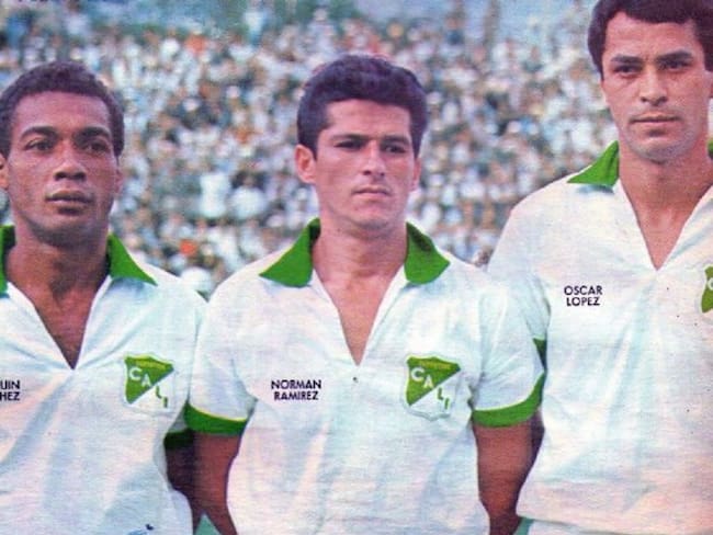 Joaquín Sánchez (izq.) vistiendo la camiseta del Deportivo Cali.