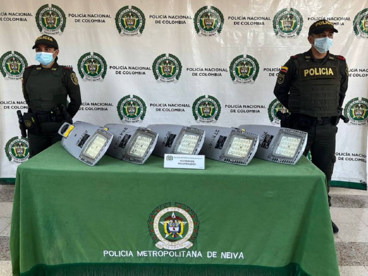En Neiva recuperan luminarias hurtadas al sistema de alumbrado público