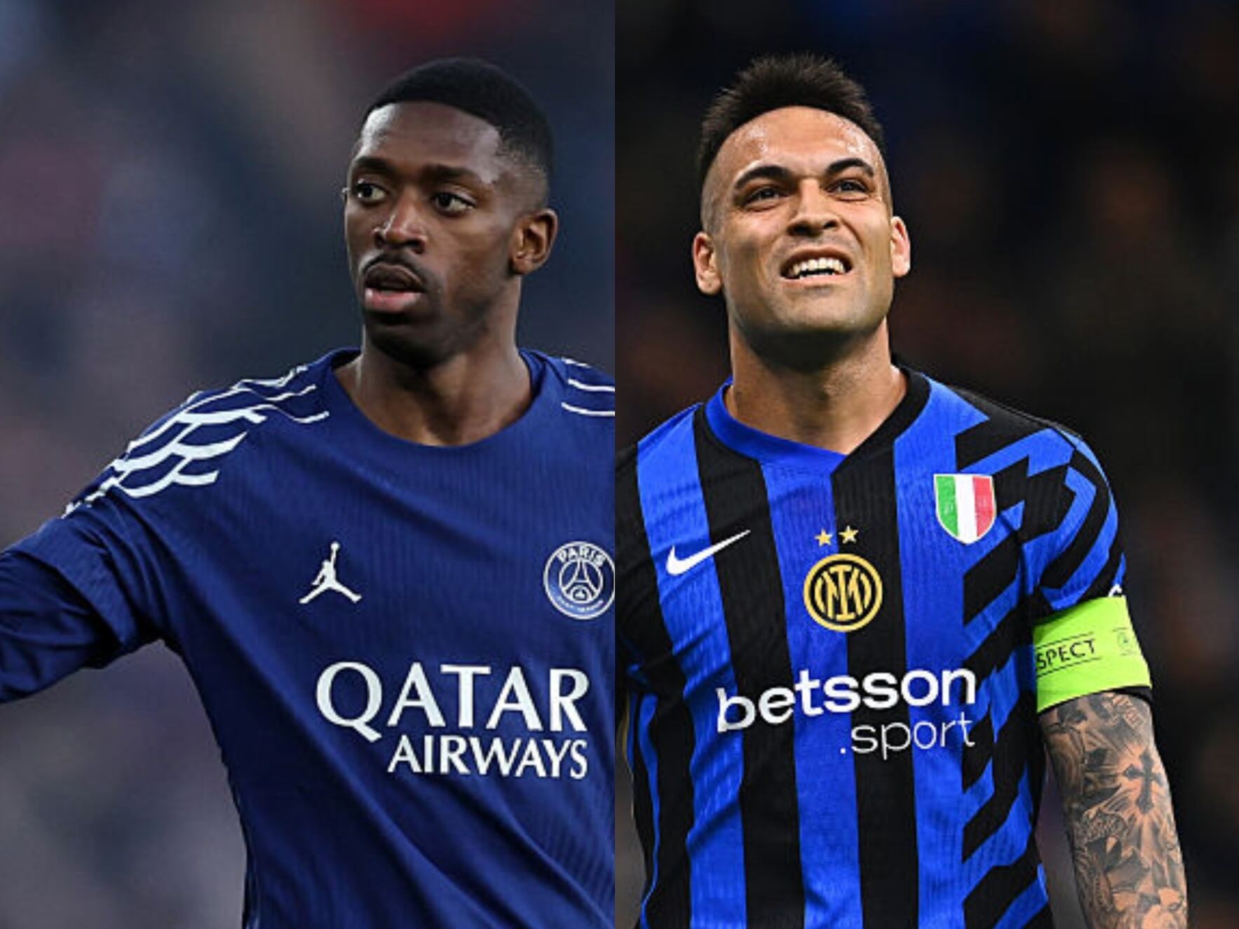 Ousmane Dembélé (PSG) y Lautaro Martínez (Inter) / Getty Images