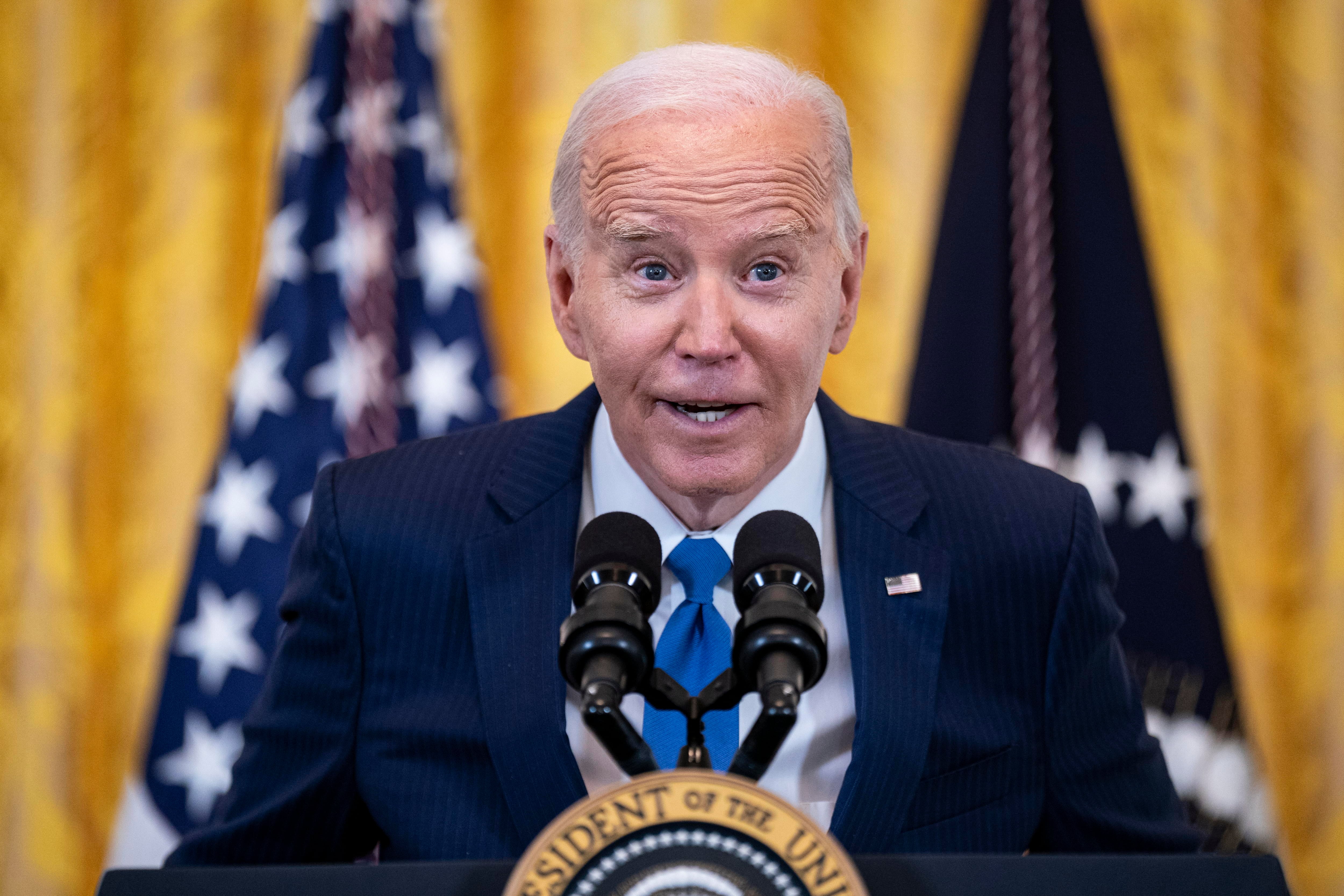 US President Joe Biden speaks during a Women's History Month reception in the East Room of the White House in Washington, DC, USA, 18 March 2024. The Biden administration is rolling out an executive order to strengthen women's health research standards across federal agencies and prioritize its funding in an effort to close the gap on long-standing disparities. EFE/EPA/AL DRAGO / POOL