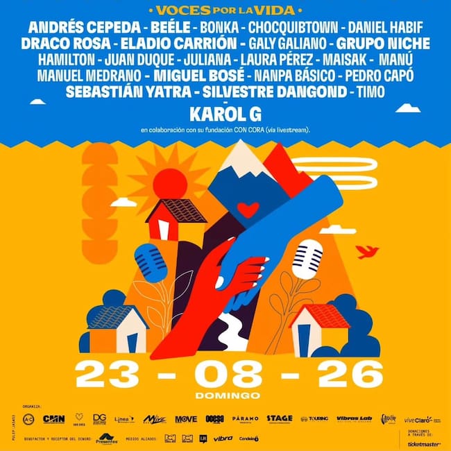 Line Up del concierto 'Colombia: Voces por la Vida'