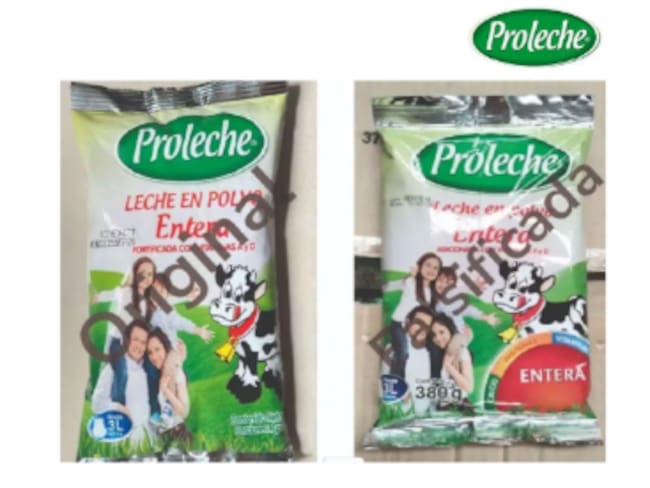 Falsificación de productos Proleche.