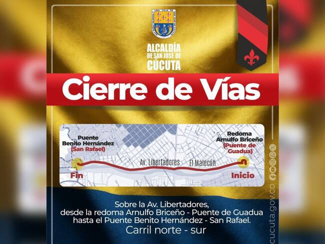 Tenga en cuenta los cierres viales en Cúcuta, con motivo de los desfiles del 20 de julio. / Foto: Alcaldía de Cúcuta.