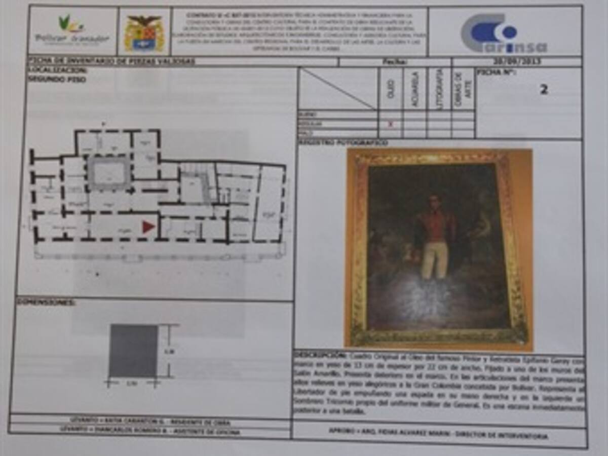 Roban pintura de Simón Bolívar de sede de la Gobernación de Bolívar