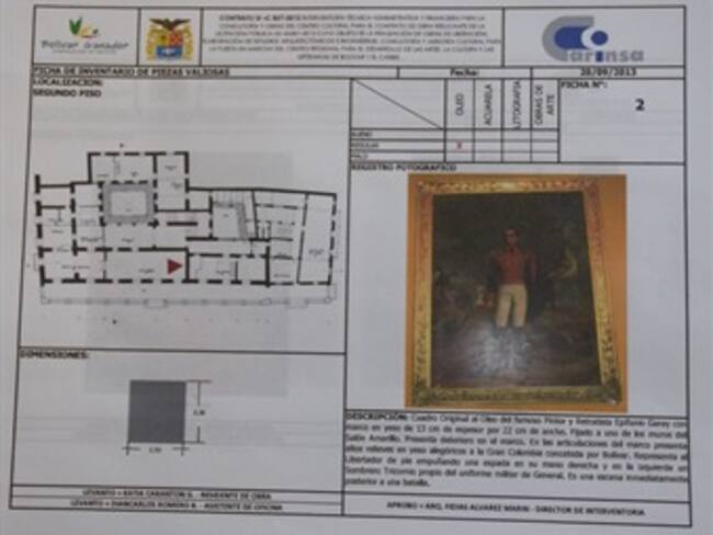 Roban pintura de Simón Bolívar de sede de la Gobernación de Bolívar
