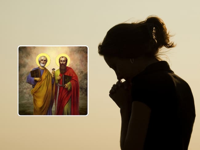 Mujer rezando en lo alto de la montaña (Getty Images) / San Pedro y San Pablo (Arzobispado de Piura)