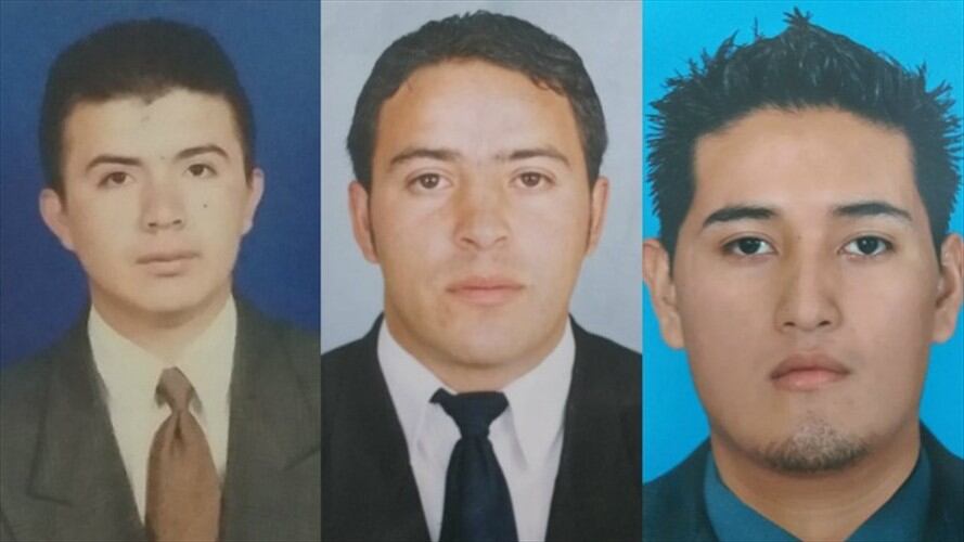 Douglas Dimitry Guerrero, Willington Montenegro Martínez y Jair Alfonso Montenegro Galindes, funcionarios del CTI, fueron asesinados en Tumaco. Foto: Colprensa