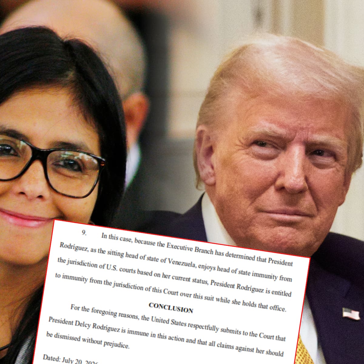Gobierno Trump pide a la fiscalía dar inmunidad judicial a Delcy Rodríguez en Estados Unidos