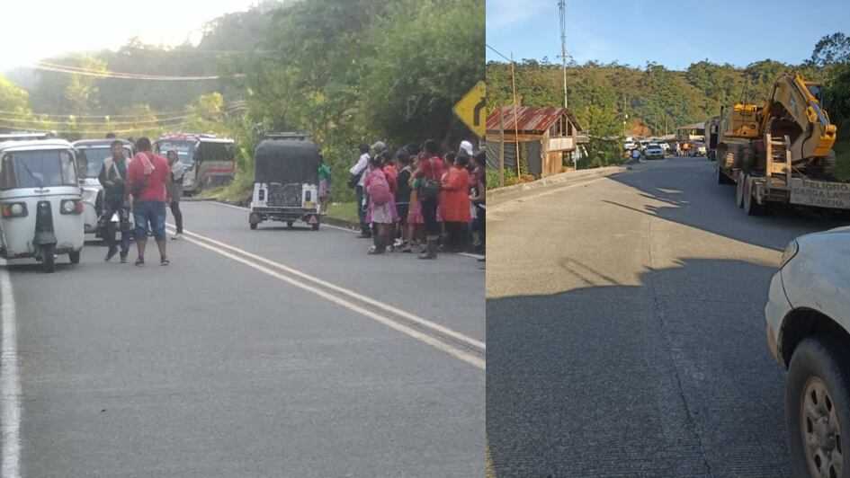 Bloqueo en la vía entre Pereira y Quibdó - Imágenes suministradas.