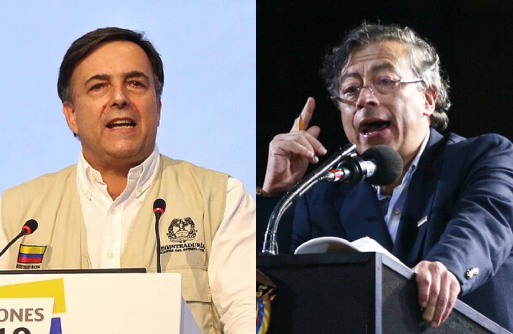 Juan Carlos Galindo y Gustavo Petro. Fotos: (Colprensa – Camila Díaz) / (Colprensa - Lina Gasca)