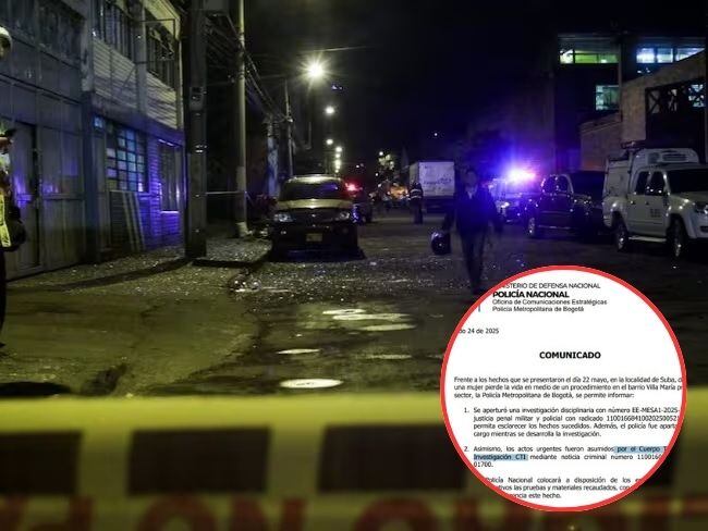 Abren investigación a uniformado de la policía por la muerte de una mujer en la localidad de Suba.