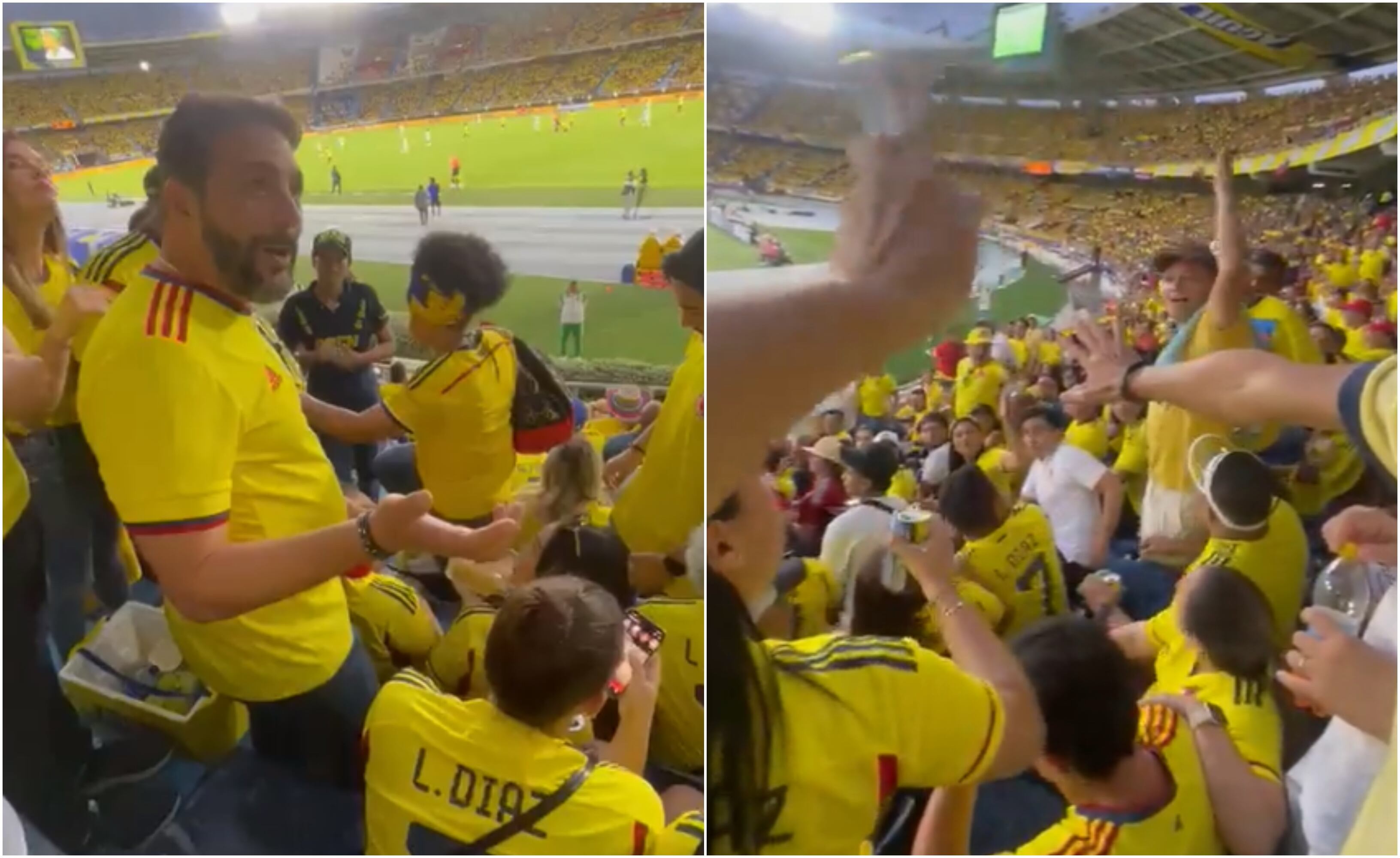 Agmeth Escaf en el partido entre Colombia y Venezuela en el Estadio Metropolitano de Barranquilla. Fotos de captura de pantalla redes sociales.