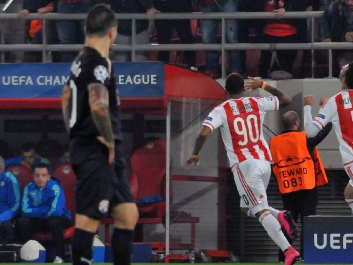 Felipe Pardo marca doblete y le da la victoria al Olympiakos en Champions