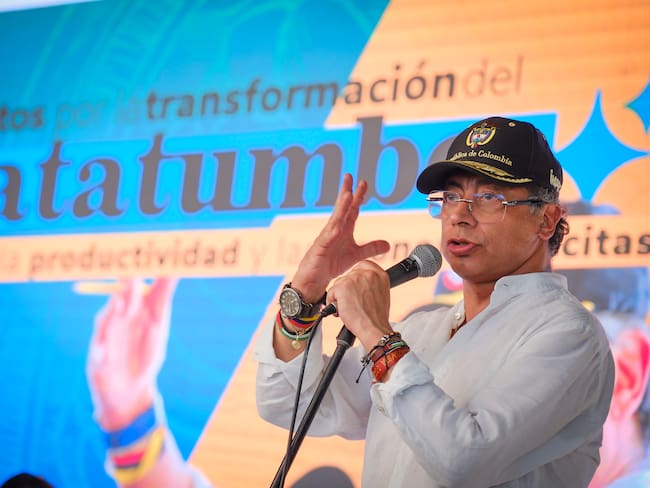 Gustavo Petro, presidente de Colombia, desde el municipio de Tibú. / Foto: Presidencia.