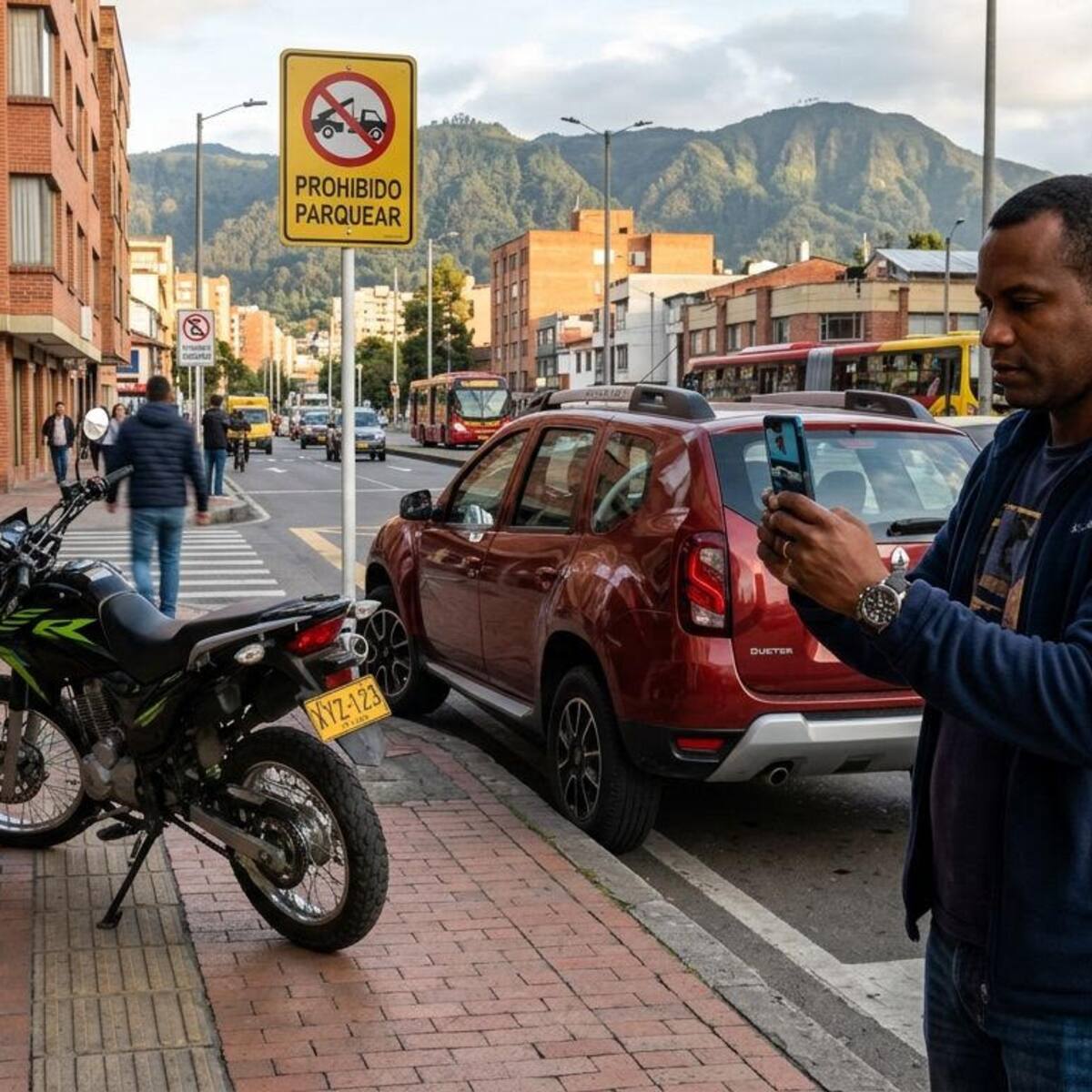Aprueban proyecto para denunciar con el celular a motos en andenes y mal parqueados en Bogotá
