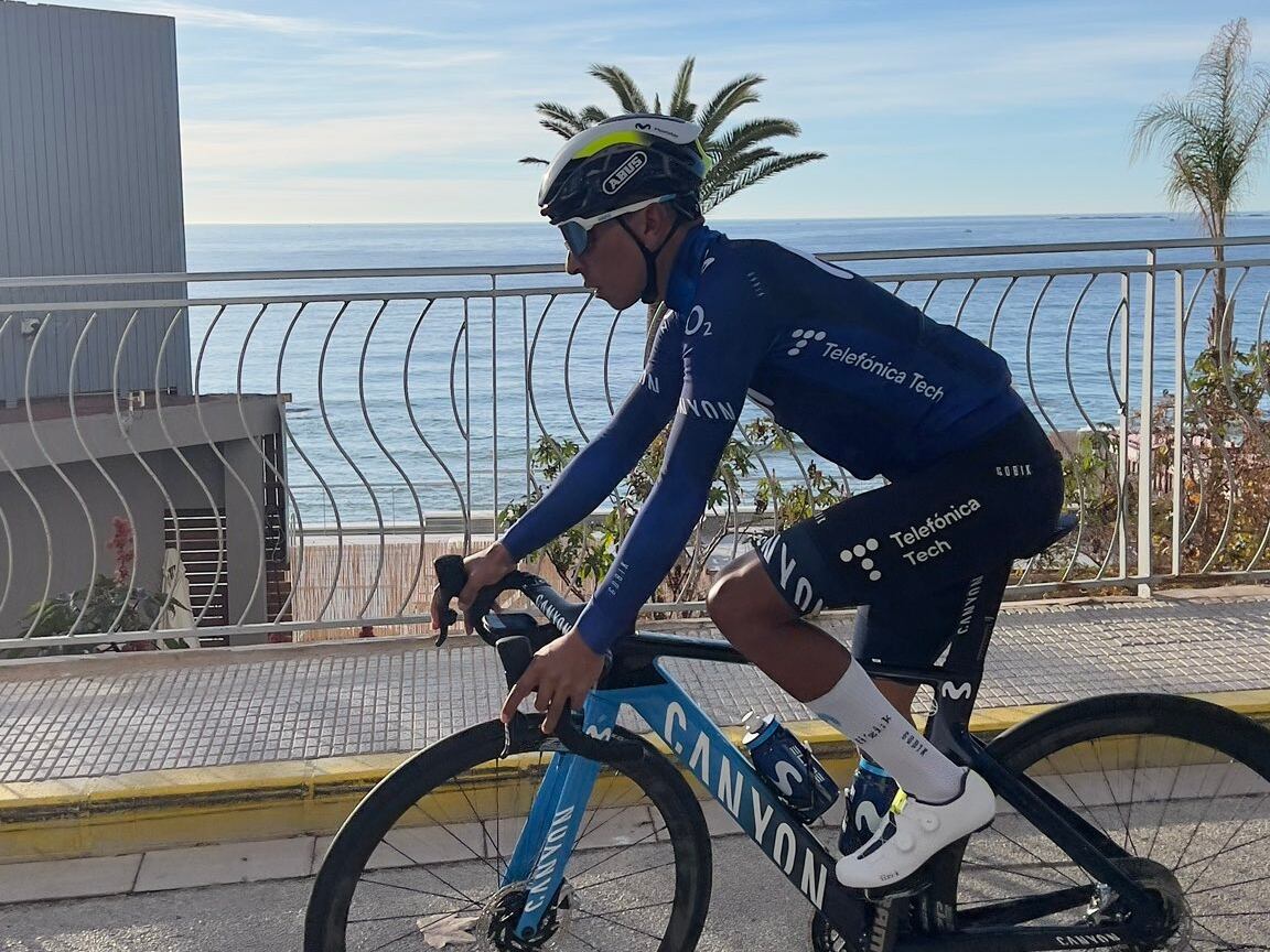 Nairo Quintana en su primer día de regreso al Movistar Team / Twitter: Movistar_Team.