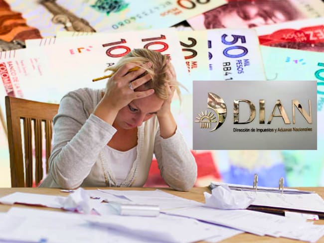 Declaración de renta - mujer preocupada - billetes colombianos - DIAN - Getty Images y Cortesía