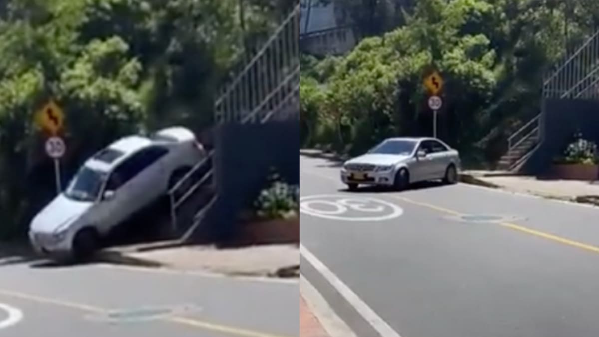 ¿Todo un Toretto? Hombre bajó su carro por escaleras en Bogotá