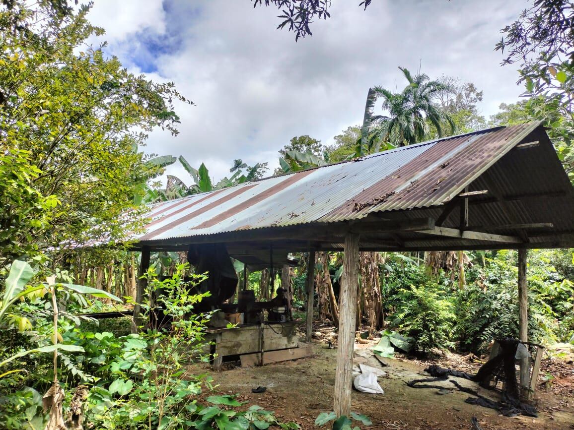 Laboratorio de pasta base de coca de las disidencias FARC. Cortesía: Ejército Nacional.
