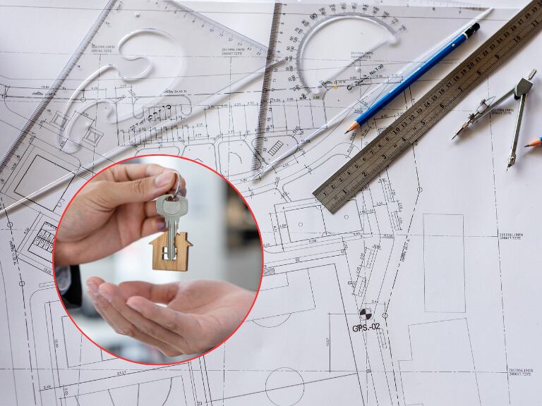 Planos de un apartamento / Persona recibiendo las llaves de su nueva casa (Getty Images)