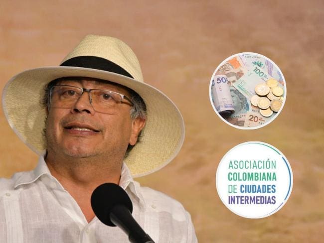 Presidente Gustavo Petro junto a logo de Asointermedias y dinero colombiano - Imagen de referencia.