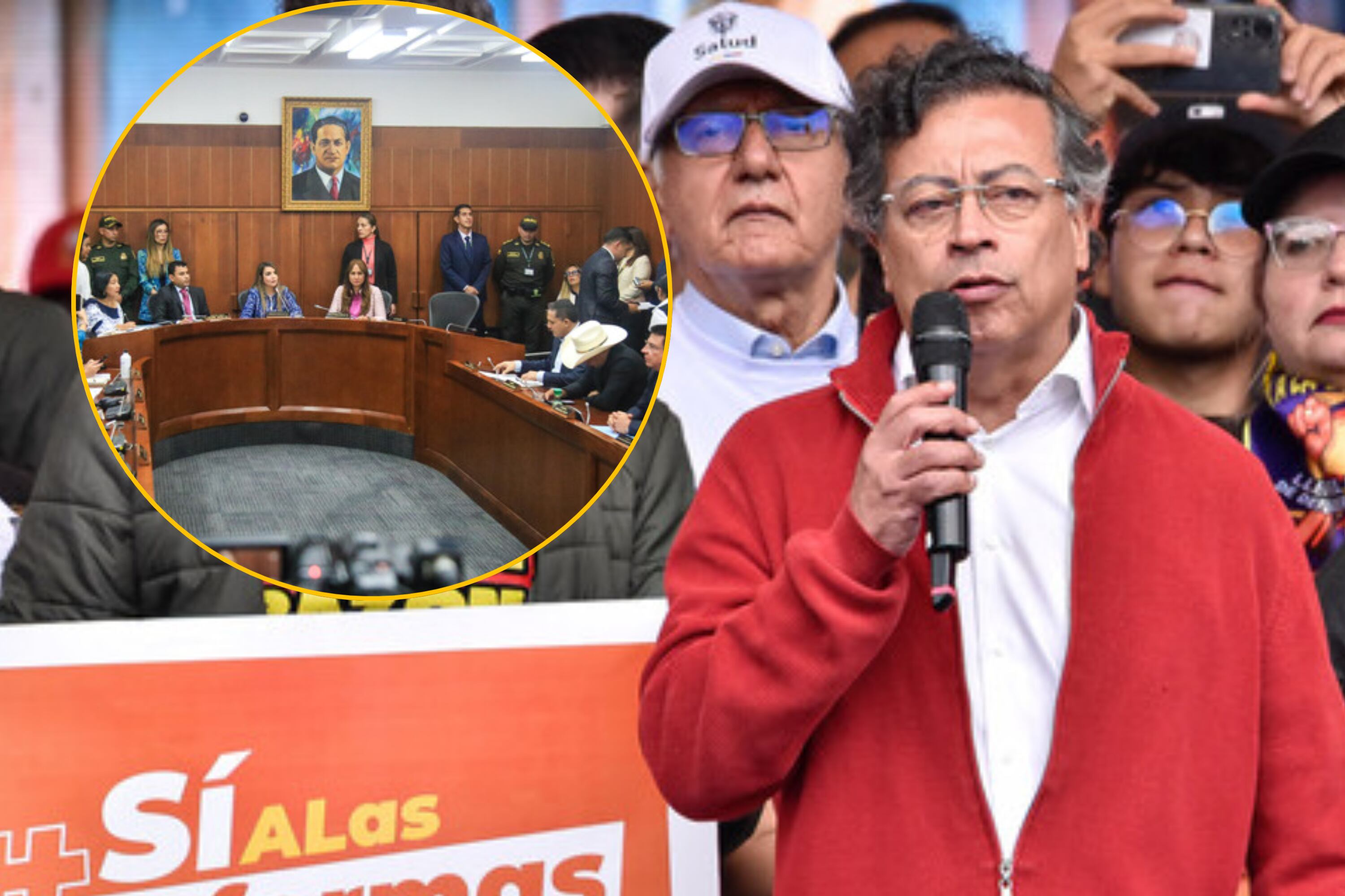 Gustavo Petro y Comisión Séptima del Senado. Fotos: (Colprensa - Cristian Bayona) / (Colprensa - Catalina Olaya)