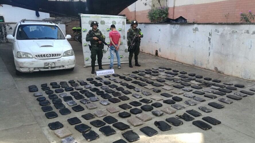 Policía incautó 200 kilogramos de marihuana en Cauca. Foto: Policía Nacional