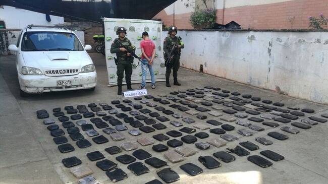 Policía incautó 200 kilogramos de marihuana en Cauca. Foto: Policía Nacional