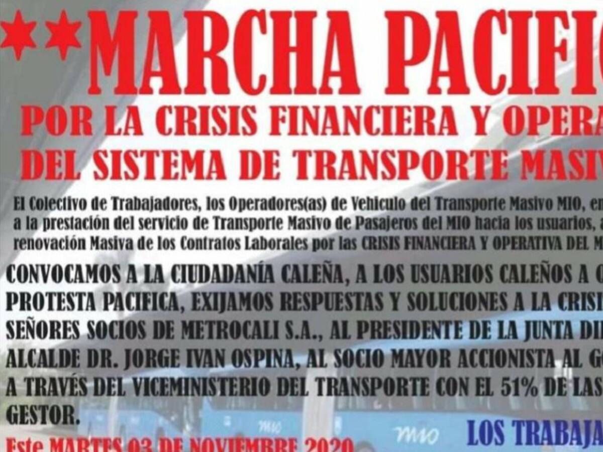 Operadores y trabajadores del MIO convocan una marcha pacífica este martes