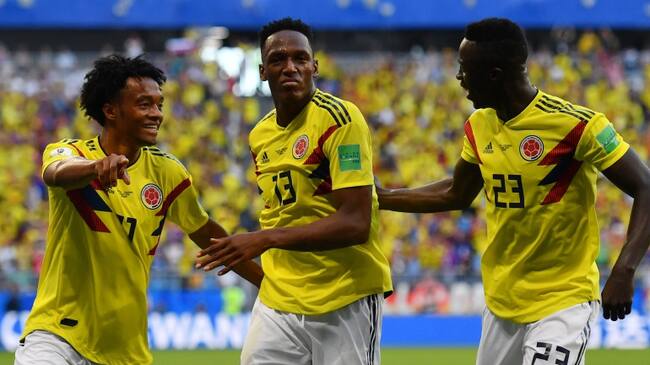 Juan Guillermo Cuadrado, Yerry Mina y Dávinson Sánchez.