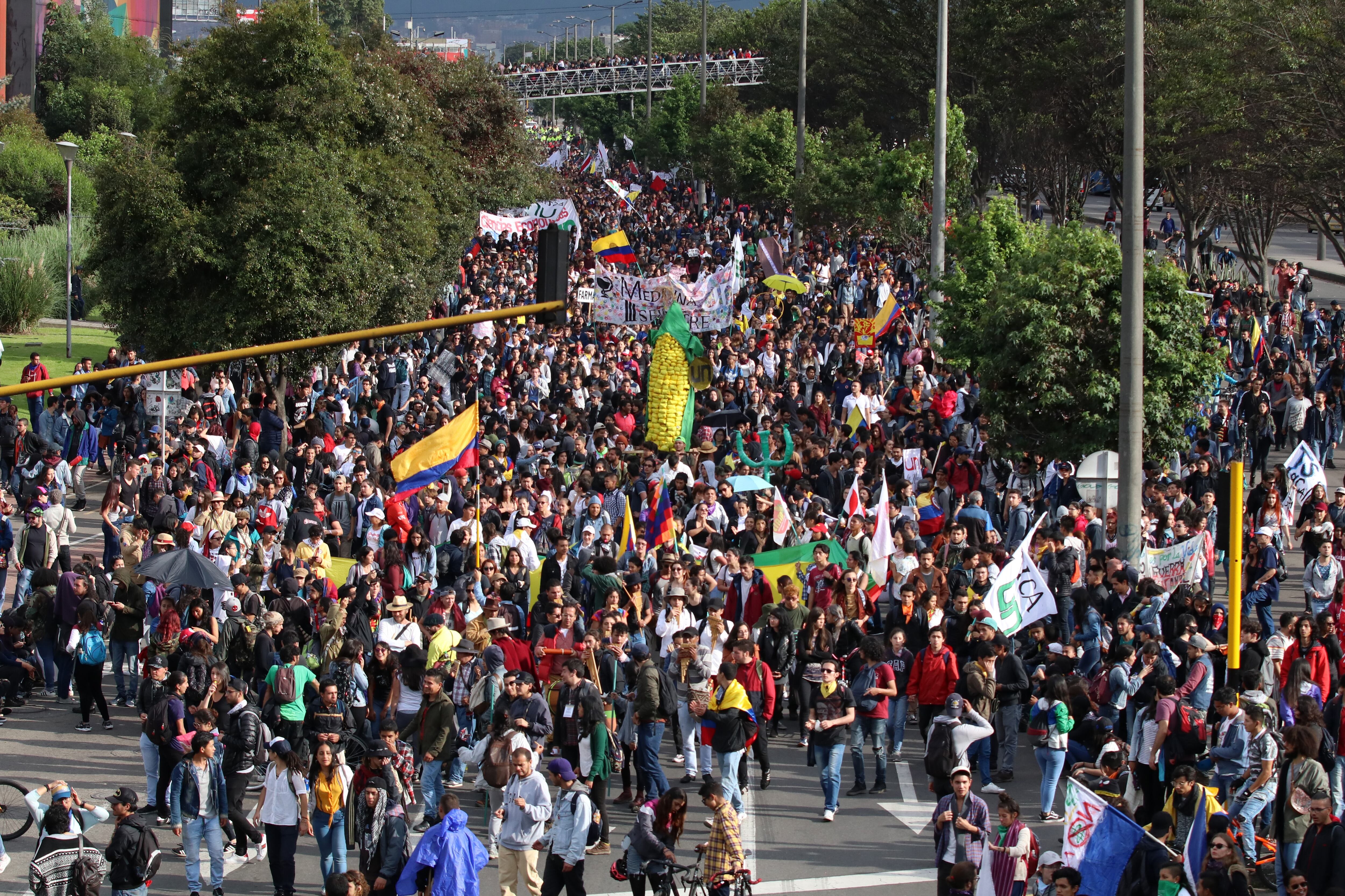 Imagen de referencia, marchas en Bogotá. Foto: Lokman Ilhan/Anadolu Agency/Getty Images)