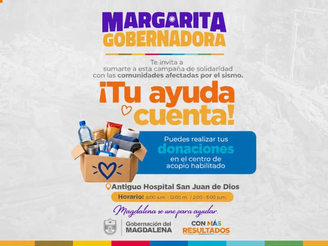 El Magdalena activó campaña para los damnificados del terremoto en Colombia/ Gobernación del Magdalena.