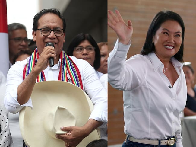 Roberto Sánchez y Keiko Fujimori. Fotos: (Photo by Getty Images/Getty Images) / (Photo by Raul Sifuentes/Getty Images)