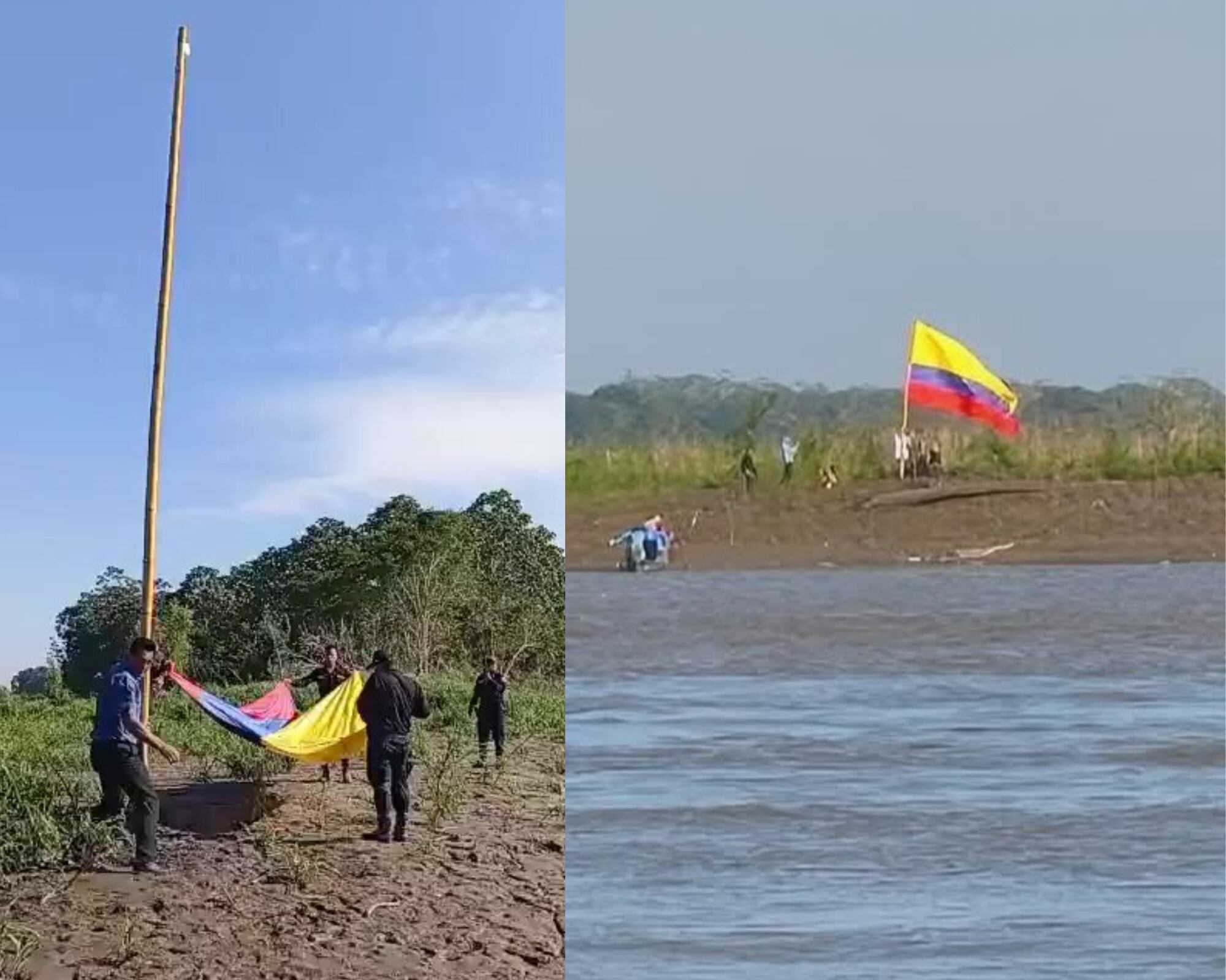 Las autoridades locales denunciaron que personas desconocidas izaron la bandera de Colombia y huyeron del lugar.
(Foto: Cortesía )