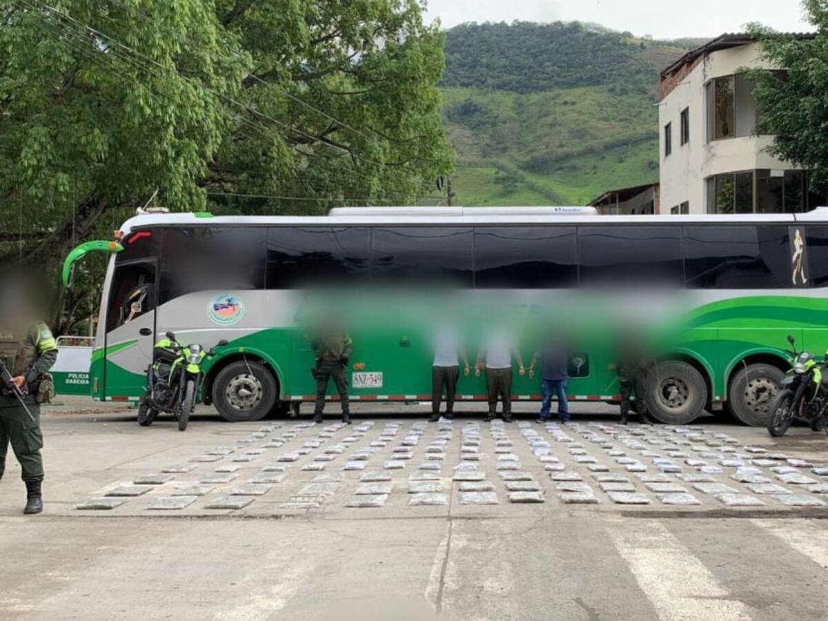 Descubren 100 kg de marihuana que eran transportados en un bus