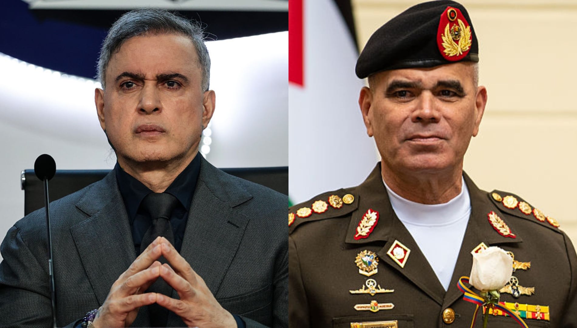 Tarek William Saab Y Vladimir Padrino. Fotos: (Photo by Jesus Vargas/Getty Images) / (Photo by Maxwell Briceno/Anadolu via Getty Images)