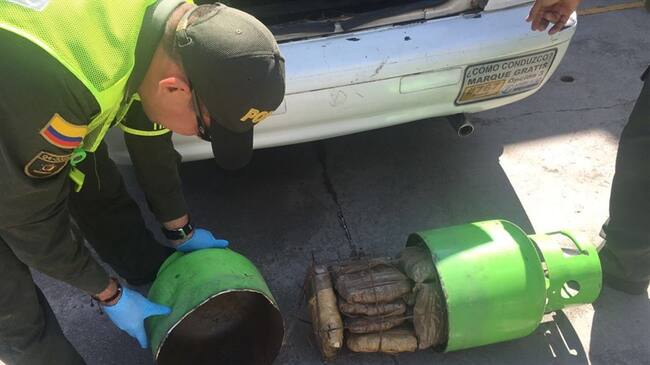 Policía incautó 5.000 gramos de marihuana ocultos en un vehículo. Foto: Policía de Caldas.