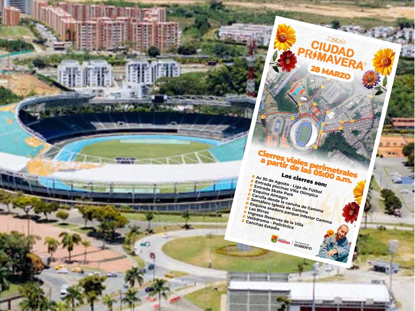 Cierres viales y seguridad para el conciertode J Balvin (foto: Alcaldía de Pereira)