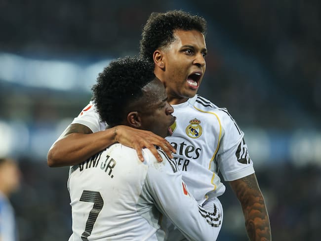 Rodrygo y Vinicius celebran el gol del triunfo del Real Madrid. (Photo By Irina R. Hipolito/Europa Press via Getty Images)