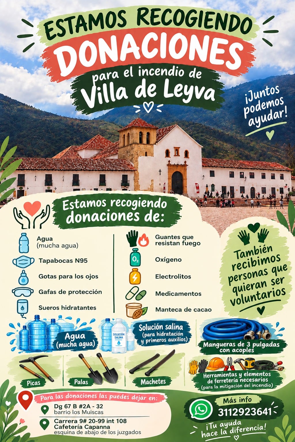 Ayudas y donaciones para Villa de Leyva Boyacá
