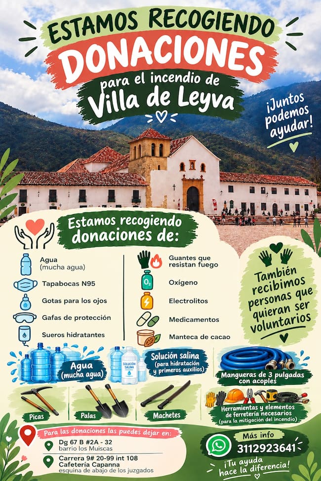 Ayudas y donaciones para Villa de Leyva Boyacá