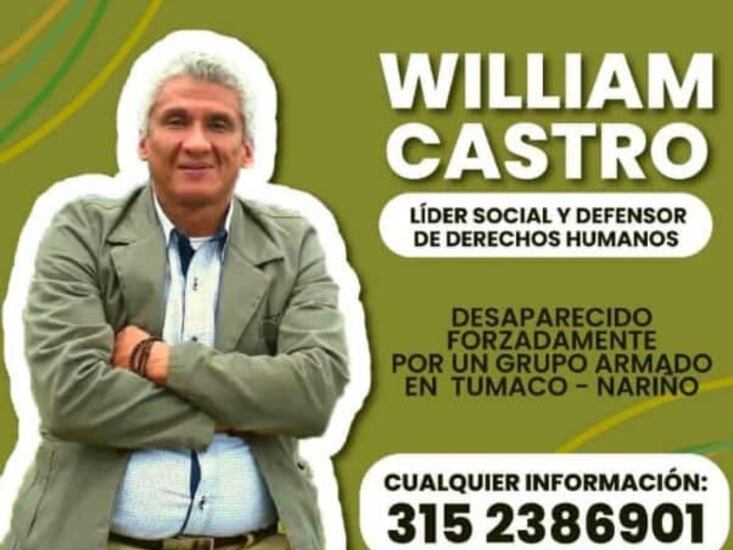Desaparecido líder social en Nariño