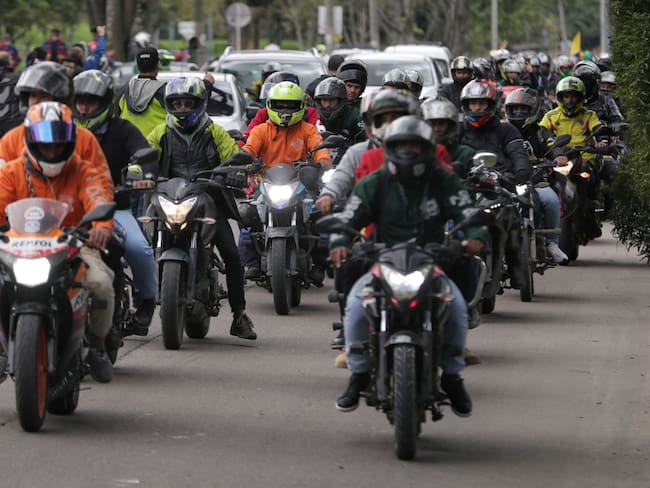 Paro de motos en Bogotá. Foto: (Colprensa - Camila Díaz)